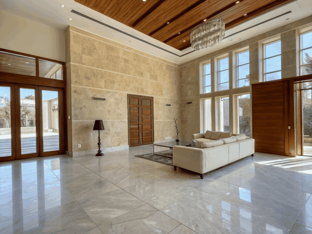 Composition of interior materials and finishes